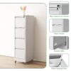 4 Drawer Metal Locking Vertical File Cabinet With Wheels Heavy Duty Lockable Storage For Home & Office - Brushed Nickel - Image 4
