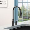16.9" Kitchen Sink Faucet With Separate Handle And Pull Down Sprayer, Lead Free Brass - Matte Black - Image 2