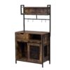 Furniture Style 2 In 1 Pet Friendly Dog Crate Composite Desk Hutch - Rustic Brown - Image 2