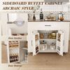 Rustic Movable Kitchen Island On Wheels With Storage & Power Outlet - White - Image 13