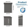 5 X 3 Ft Durable Metal Shed Outdoor Storage Shed With Pitched Roof And Lockable Door - Gray - Image 3