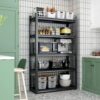 Industrial Metal 5 Tier Storage Shelves, Adjustable Heavy Duty Garage Shelving Unit - Brushed Nickel - Image 4