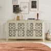Hollowed Out Cabinet With 4 Doors, American Furniture, Suitable For Bedroom, Living Room, Study - Natural - Image 2