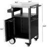 Outdoor Grill Cart With Storage, Rolling Bar Cart With Hooks And Spice Rack Stainless Steel - Black / Silver - Image 2