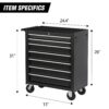 7 Drawer Rolling Tool Chest With Wheels, Multifunctional Tool Box And Storage Cabinet For Garage, Workshop, Or Repair Shop - Black - Image 3