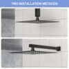 Square Rainfall Shower Head Wall Or Ceiling Mounted, Modern Bathroom Fixture - Matte Black - Image 4