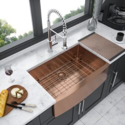 Farmhouse Sink 36" Stainless Steel 16 Gauge Apron Front Kitchen Sink - Rose Gold