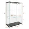 Modern Display Cabinet With LED Lights, Tempered Glass 2 Door Storage Case With 3 Shelves For Living Room Or Bedroom - Transparent - Image 3