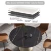 53.15" Modern Artificial Stone Round Carbon Steel Base Dining Table, Can Accommodate 6 People - Black / White - Image 4