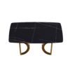 63" Modern Artificial Stone Curved Golden Metal Leg Dining Table, 6 People - Black / Gold - Image 5