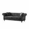 Chesterfield 3 And 2 Seater Sofa Set, High Tech Fabric, Roll Armrest, Upholstered Mid Century Modern Couch - Black - Image 10