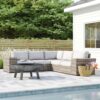 Wide Outdoor Wicker Patio Sectional With Cushions & Reversible Design - Gray - Image 5