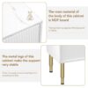 Modern Sideboard Buffet Cabinet Marble Sticker Tabletop And Amber-Yellow Tempered Glass Doors With Gold Metal Legs & Handles - White - Image 7