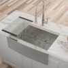 Farmhouse Style 24" Kitchen Sink With Apron Front In, 16 Gauge Stainless Steel, 10" Deep Basin - Brushed Nickel - Image 4