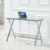 Transparent Glass Computer Desk With Rounded Edges, Tempered Glass Laptop Table - Clear - Image 5
