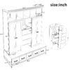 Hall Tree With Bench And 5 Storage Cubbies, Modern Entryway Storage Organizer Cabinet With 4 Doors, 5 Drawers And Adjustable Shelves For Hallway, Entryway, Living Room - Black - Image 2