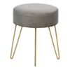 Ottoman, Pouf, Footrest, Foot Stool, Round Gold Metal Legs, Contemporary, Modern - Gray - Image 3