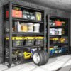 Heavy Duty 5 Tier Adjustable Metal Shelving Unit With Pegboard And Wheels For Multipurpose Storage - Black - Image 2