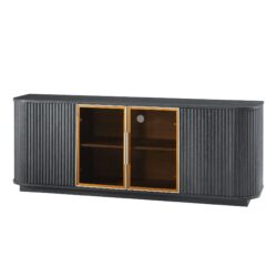 Modern 64" Wavy TV Cabinet With LED Lights - Black