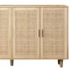 Elegant And Functional 4 Door Rattan Decorative Storage Cabinet For Bedroom, Living Room, Office - Natural - Image 8