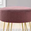 Ottoman, Pouf, Footrest, Foot Stool, Round Metal Legs, Contemporary, Modern - Pink / Gold - Image 2