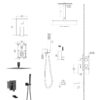 16" Ceiling Mount Square Shower System With Waterfall Tub Spout And Rough In Valve - Matte Black - Image 3