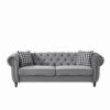 Chesterfield Velvet Upholstery Fabric Sofa With Roll Armrest & Nailhead, 3 And 2 Seater - Gray - Image 8