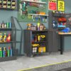 Heavy Duty Metal Garage Storage Cabinet With Wheels Sturdy Tool Storage Solution In Steel - Black - Image 6