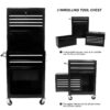6 Drawer Lockable Tool Cabinet On Wheels Steel Rolling Tool Chest With Detachable Toolbox, 2 In 1 Garage Workshop Storage Organizer With 4 Universal Casters - Black - Image 12