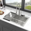 Kitchen Sink Drop In 16 Gauge Stainless Steel Single Bowl Topmount - Black - Image 4