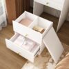 3 In 1 Dressing Table With LED Mirror & Storage Stool, Compact Makeup Vanity - White - Image 7