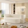 2 In 1 Foldable Sofa Plush Corduroy Sofa Convertible Floor Sofa Bed Deep Seating With Multi Functional Blanket Suitable For Living Rooms - Beige - Image 8
