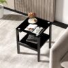 Tempered Glass End Table With 2 Layer, Small Side Table For Living Room - Black - Image 5