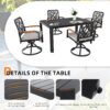 5 Pieces Outdoor Patio Furniture Set, 4 Swivel Rockers Sunbrella Fabric Cushioned, Rectangular Table With Umbrella Hole - Bourbon Brown - Image 5