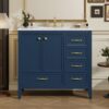 Elegant Vintage 36" Bathroom Vanity With Sink, Soft Closing Door, 4 Drawers Of Different Sizes Frame And Leg - Blue - Image 4