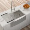 Farmhouse Style 24" Kitchen Sink With Apron Front In, 16 Gauge Stainless Steel, 10" Deep Basin - Brushed Nickel - Image 5