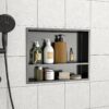 19" X 15" Stainless Steel Shower Niche Double Shelf With Rust Resistance - Gunmetal Black - Image 4