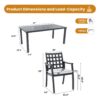 5 Pieces Outdoor Patio Dining Set, Rectangular Table And 4 Stationary Dining Chairs - Ember Black - Image 3