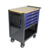 4 Drawers Multifunctional Tool Cart With Wheels And Wooden Top - Black / Blue - Image 9
