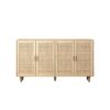 Elegant And Functional 4 Door Rattan Decorative Storage Cabinet For Bedroom, Living Room, Office - Natural - Image 6