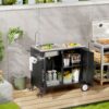 Outdoor Grill Cart With 304 Stainless Steel Sink And Cabinet - Black / Silver - Image 4