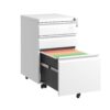 Mobile 3 Drawer File Cabinet With Lock, Metal Organizer For Home Office - Black - Image 7
