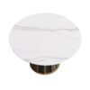 53.15" Modern Artificial Stone Round Panel Metal Iron Base Dining Table, Can Accommodate 6 People, (Not Including Chairs) - White / Black - Image 5