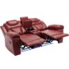 3 Pieces Recliner Sofa Sets Home Theater Seating Manual Recliner Chair With Center Console And Led Light Strip For Living Room - Wind Red - Image 21