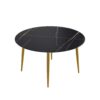 Modern Artificial Stone Round Dining Table With Golden Metal Legs, Can Accommodate 6 People - Black - Image 9