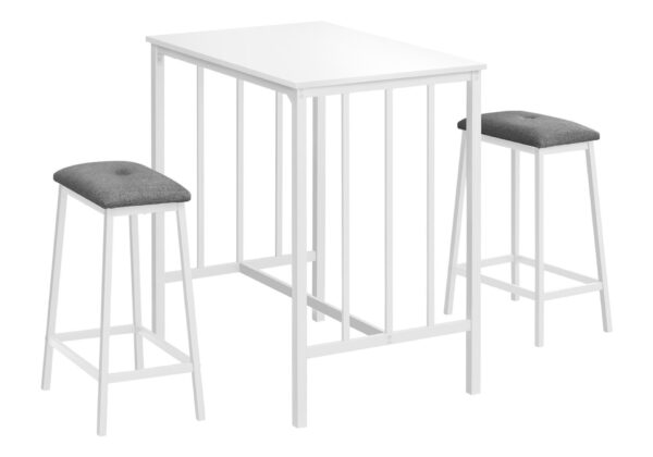 3 Pieces Dining Set, Counter Height, Rectangular, Small, Contemporary & Modern - White
