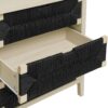 3 Drawer Buffet Sideboard With Adjustable Shelves, Storage Cabinet With Natural Seaweed Decor Doors For Living Room Kitchen Entryway - Natural - Image 15
