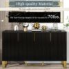 Modern Sideboard With Four Doors, Metal Handles & Legs And Adjustable Shelves Kitchen Cabinet - Black - Image 4