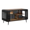 Modern Spacious Cat House With Tempered Glass And Iron Frame For Living Room - Black / Brown - Image 9