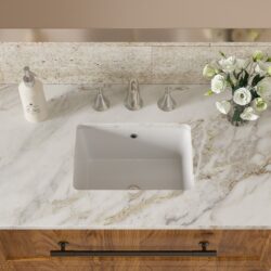18 X 12" Elegant Ceramic Rectangular Undermount Bathroom Sink With Overflow - White